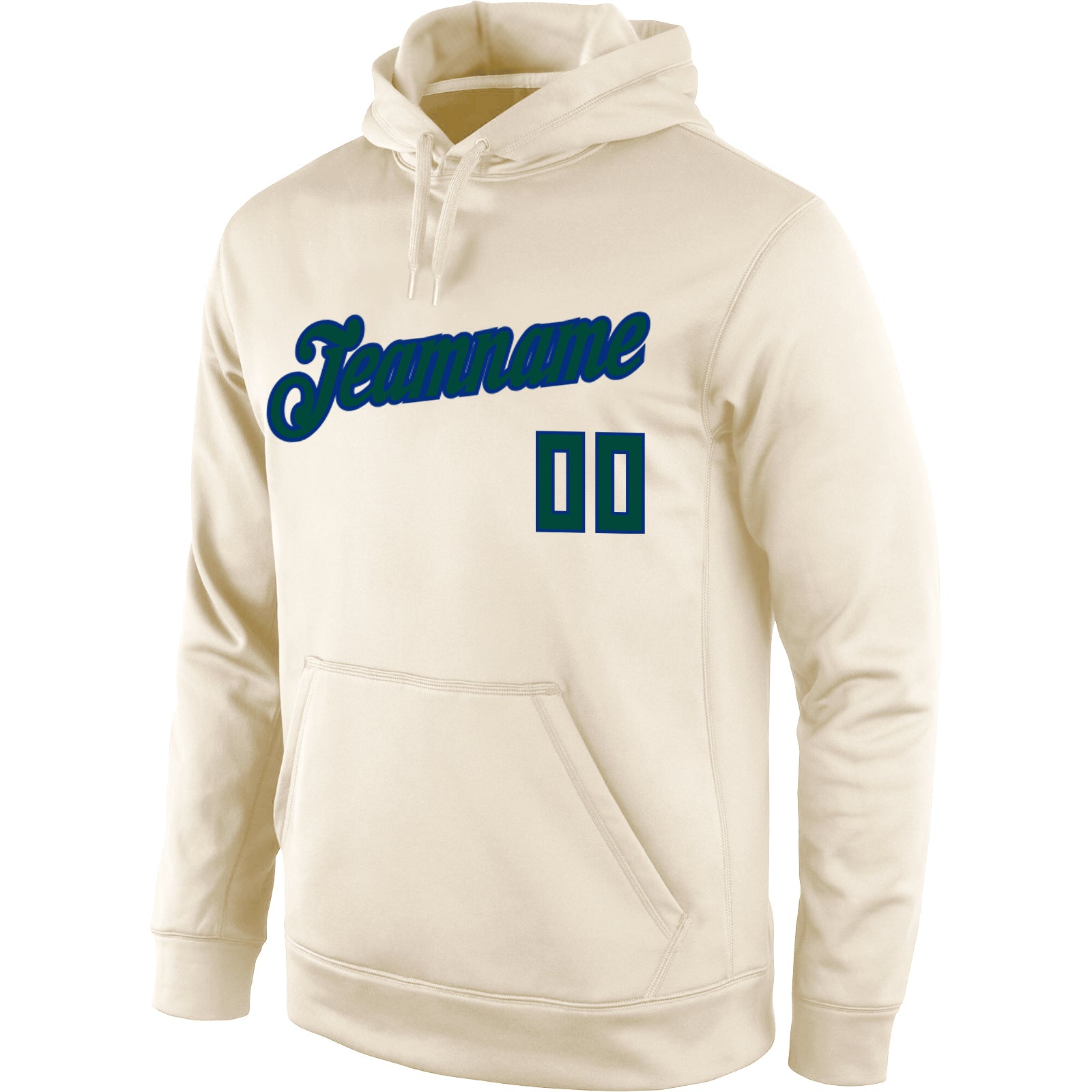 Personalized Stitched Cream Hunter Green-Royal Sports Pullover Sweatshirt Hoodie Team Custom Name and Number Custom Name Number Pullover Hoodie Sweatshirt in Cream Hunter Green-Royal for Sports Team - Personalized Stitched Design - Image 2