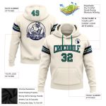 Customizable Football Hoodie Sweatshirt with Stitched Team Name & Number in Cream, Kelly Green & Navy Personalized Stitched