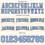Custom Stitched Football Hoodie Sweatshirt with Name & Number - Cream Light Blue Navy Personalized Stitched Cream Light Blue-Navy