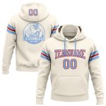 Custom Team Name Number Hoodie Pullover Sweatshirt Light Blue Red Cream Stitched Football Personalized Stitched Cream Light
