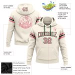 Custom Pink-Green Stitched Football Hoodie with Personalized Name and Number - Medium Cream Pullover Sweatshirt Personalized