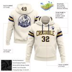 Custom Name Number Football Hoodie Sweatshirt - Personalized Stitched Cream Navy Gold Pullover Personalized Stitched Cream