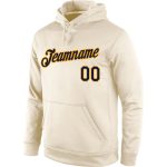 Custom Team Name Number Pullover Hoodie Sweatshirt Cream Navy Gold Stitched Sports Apparel Personalized Stitched Cream Navy-Gold