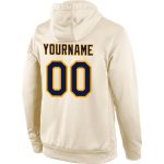 Custom Team Name Number Pullover Hoodie Sweatshirt Cream Navy Gold Stitched Sports Apparel Personalized Stitched Cream Navy-Gold