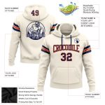 Custom Football Pullover Hoodie with Name & Number - Personalized Stitched Crew Sweatshirt in Cream, Navy, and Orange Personalized