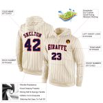 Custom Name Number Sports Hoodie Pullover Sweatshirt Navy Red Stitched Cream Pinstripe Team Apparel Personalized Stitched