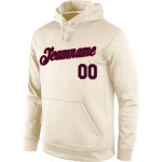 Custom Name and Number Sports Pullover Hoodie, Personalized Cream Navy-Red Stitched Sweatshirt Personalized Stitched Cream