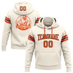 Custom Football Hoodie with Personalized Name & Number - Stitched Cream Orange-Black Pullover Sweatshirt Personalized Stitched