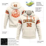 Custom Football Hoodie Personalized Stitched Sweatshirt with Name and Number in Cream and Orange-Kelly Green Personalized