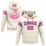 Custom Football Hoodie with Stitched Name & Number - Cream Pink Black Light Blue Sweatshirt Pullover Personalized Stitched