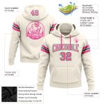 Custom Football Hoodie Personalized Stitched Sweatshirt with Name & Number in Cream Pink and Kelly Green Personalized Stitched