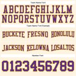 Custom Football Hoodie with Stitched Name and Number - Cream Purple Gold Pullover Sweatshirt Personalized Stitched Cream