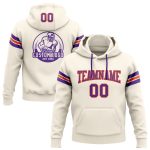 Custom Name Number Football Hoodie Sweatshirt Personalized Stitched Cream Purple Orange Team Apparel Personalized Stitched