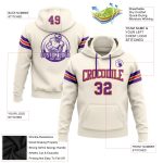 Custom Name Number Football Hoodie Sweatshirt Personalized Stitched Cream Purple Orange Team Apparel Personalized Stitched