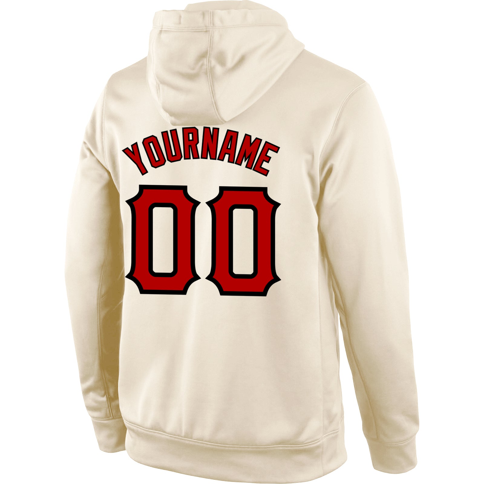 Personalized Stitched Cream Red-Black Sports Pullover Sweatshirt Hoodie Team Custom Name and Number Custom Name Number Sports Hoodie Pullover Sweatshirt in Cream Red Black - Personalized Team Apparel Personalized Stitched - Image 3