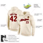 Custom Name Number Sports Hoodie Pullover Sweatshirt in Cream Red Black - Personalized Team Apparel Personalized Stitched