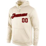 Custom Name Number Sports Hoodie Pullover Sweatshirt in Cream Red Black - Personalized Team Apparel Personalized Stitched