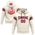 Custom Team Hoodie with Personalized Name & Number - Cream Red-Navy Football Pullover Sweatshirt Personalized Stitched Cream