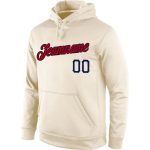 Custom Name Number Sports Hoodie Sweatshirt Personalized Cream Red Navy Pullover Personalized Stitched Cream Red-Navy Sports