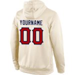 Custom Name Number Sports Hoodie Sweatshirt Personalized Cream Red Navy Pullover Personalized Stitched Cream Red-Navy Sports