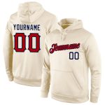 Custom Name Number Sports Hoodie Sweatshirt Personalized Cream Red Navy Pullover Personalized Stitched Cream Red-Navy Sports