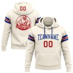 Custom Team Football Hoodie with Personalized Name and Number - Stitched Cream Red-Royal Pullover Sweatshirt Personalized