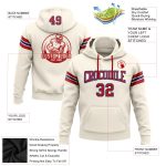 Personalized Red-Royal Football Pullover Hoodie Sweatshirt, Cream Stitched Design Personalized Stitched Cream Red-Royal Football