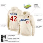 Personalized Stitched Sports Hoodie - Cream Red-Royal Pullover Sweatshirt Personalized Stitched Cream Red-Royal Sports Pullover