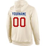 Personalized Stitched Sports Hoodie - Cream Red-Royal Pullover Sweatshirt Personalized Stitched Cream Red-Royal Sports Pullover