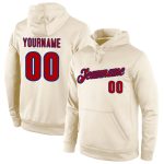 Custom Team Hoodie with Name & Number - Personalized Stitched Cream Red-Royal Sports Pullover Sweatshirt Personalized Stitched