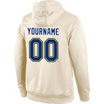Custom Name Number Sports Hoodie Pullover Sweatshirt Cream Royal-Gold Stitched Personalized Stitched Cream Royal-Gold Sports