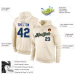 Custom Name Number Sports Hoodie Pullover Sweatshirt Cream Royal-Gold Stitched Personalized Stitched Cream Royal-Gold Sports