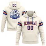 Custom Personalized Royal-Orange Football Hoodie Pullover Sweatshirt with Name & Number - Stitched Cream Team Apparel Personalized
