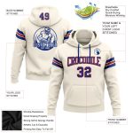 Custom Personalized Royal-Red Football Hoodie with Team Name and Number - Stitched Cream Pullover Sweatshirt Personalized