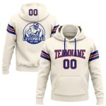 Custom Personalized Royal-Red Football Hoodie with Team Name and Number - Stitched Cream Pullover Sweatshirt Personalized