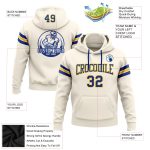 Custom Royal-Yellow Football Hoodie with Personalized Name & Number - Cream Pullover Sweatshirt Personalized Stitched Cream