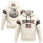 Custom Vintage USA Flag Pullover Hoodie Sweatshirt - Personalized Black-Crimson Football Team with Your Name & Number Personalized