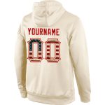 Custom Name Number Vintage USA Flag Red Pullover Hoodie Cream Sports Sweatshirt Personalized Stitched Cream Vintage USA Flag-Red