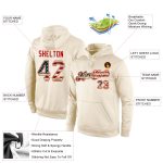 Custom Name Number Vintage USA Flag Red Pullover Hoodie Cream Sports Sweatshirt Personalized Stitched Cream Vintage USA Flag-Red