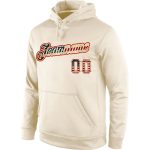 Custom Name Number Vintage USA Flag Red Pullover Hoodie Cream Sports Sweatshirt Personalized Stitched Cream Vintage USA Flag-Red