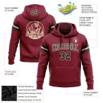 Custom Crimson and Black Football Hoodie with Name and Number - Personalized Stitched Pullover Sweatshirt Personalized Stitched
