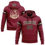 Custom Crimson and Black Football Hoodie with Name and Number - Personalized Stitched Pullover Sweatshirt Personalized Stitched