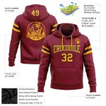 Custom Team Name Number Crimson Gold Black Football Hoodie Sweatshirt Pullover Stitched Personalized Stitched Crimson Gold-Black