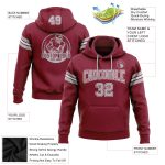 Custom Team Name Number Hoodie Personalized Stitched Football Sweatshirt in Crimson Gray White Personalized Stitched Crimson