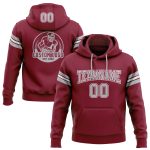 Custom Team Name Number Hoodie Personalized Stitched Football Sweatshirt in Crimson Gray White Personalized Stitched Crimson