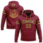 Custom Name and Number Crimson Black Old Gold Football Hoodie Sweatshirt - Personalized Pullover Personalized Stitched Crimson