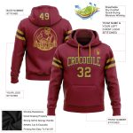 Custom Name and Number Crimson Black Old Gold Football Hoodie Sweatshirt - Personalized Pullover Personalized Stitched Crimson