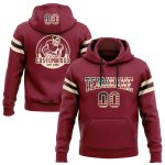 Custom Name & Number Crimson Vintage USA Flag Pullover Hoodie Sweatshirt - Personalized Stitched Football Apparel Personalized