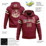 Custom Name & Number Crimson Vintage USA Flag Pullover Hoodie Sweatshirt - Personalized Stitched Football Apparel Personalized