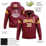 Custom Name Number Crimson and White Gold Football Hoodie Pullover Sweatshirt - Personalized Team Apparel Personalized Stitched